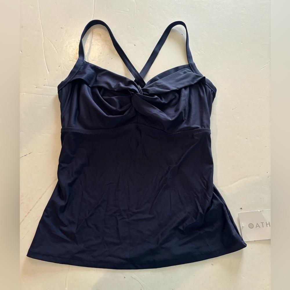 Athleta NWT Dark Blue Twist Up Tankini Top Swim Tank